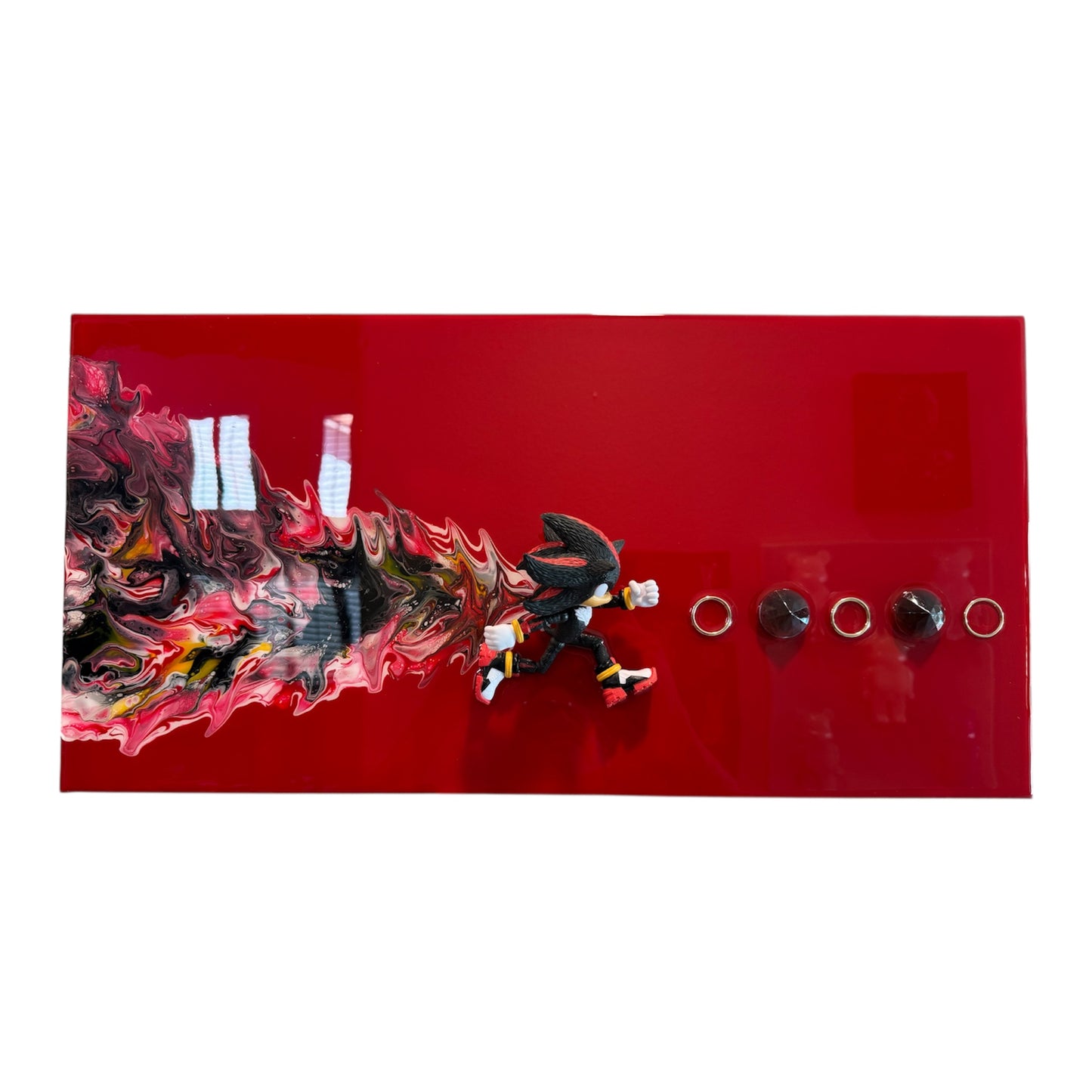 Red Shadow-Inspired Speed Resin Art 24x12 Handcrafted Wall Piece