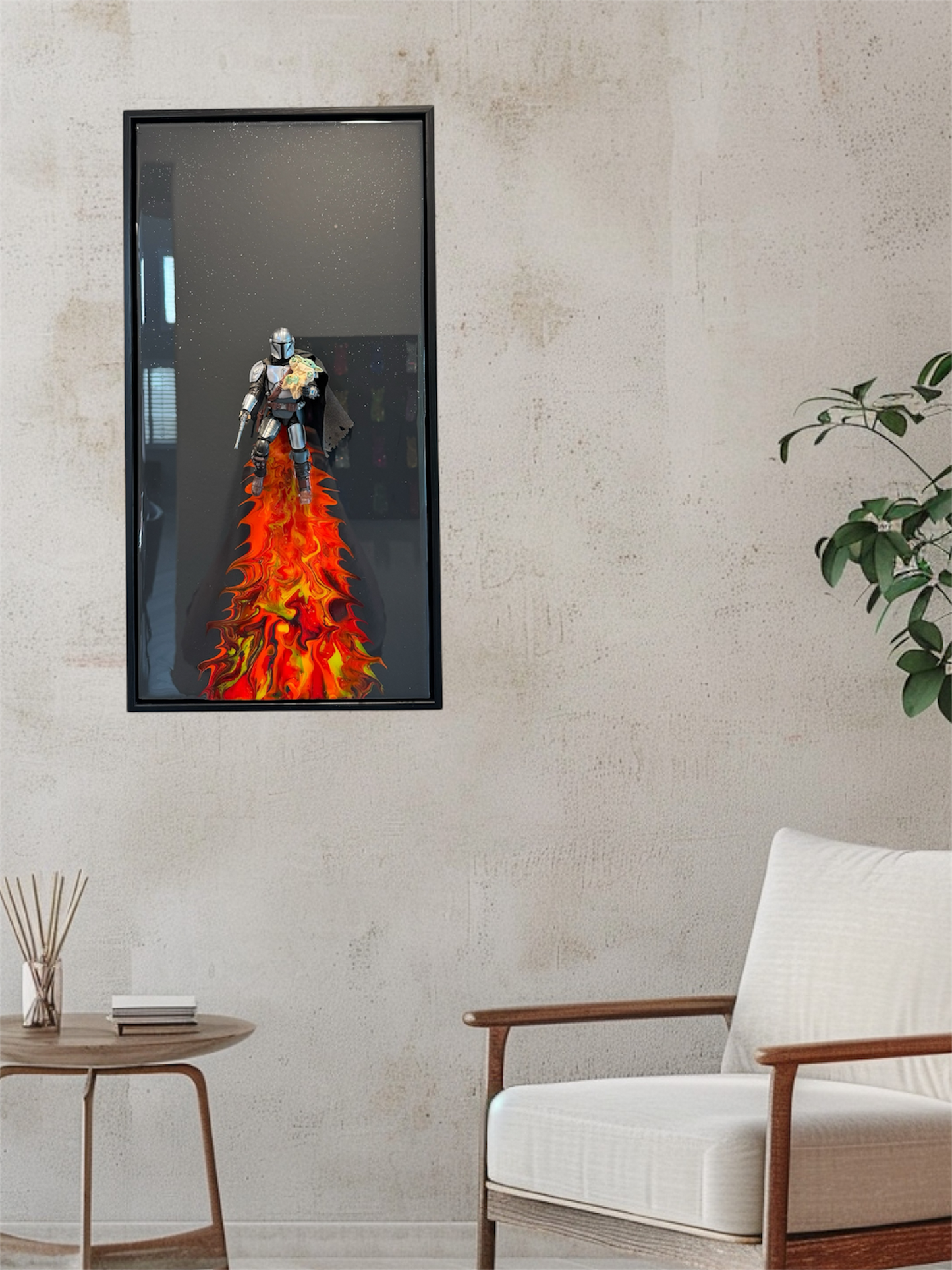 Bounty Hunter Resin Wall Art – Jetpack Flame Effect