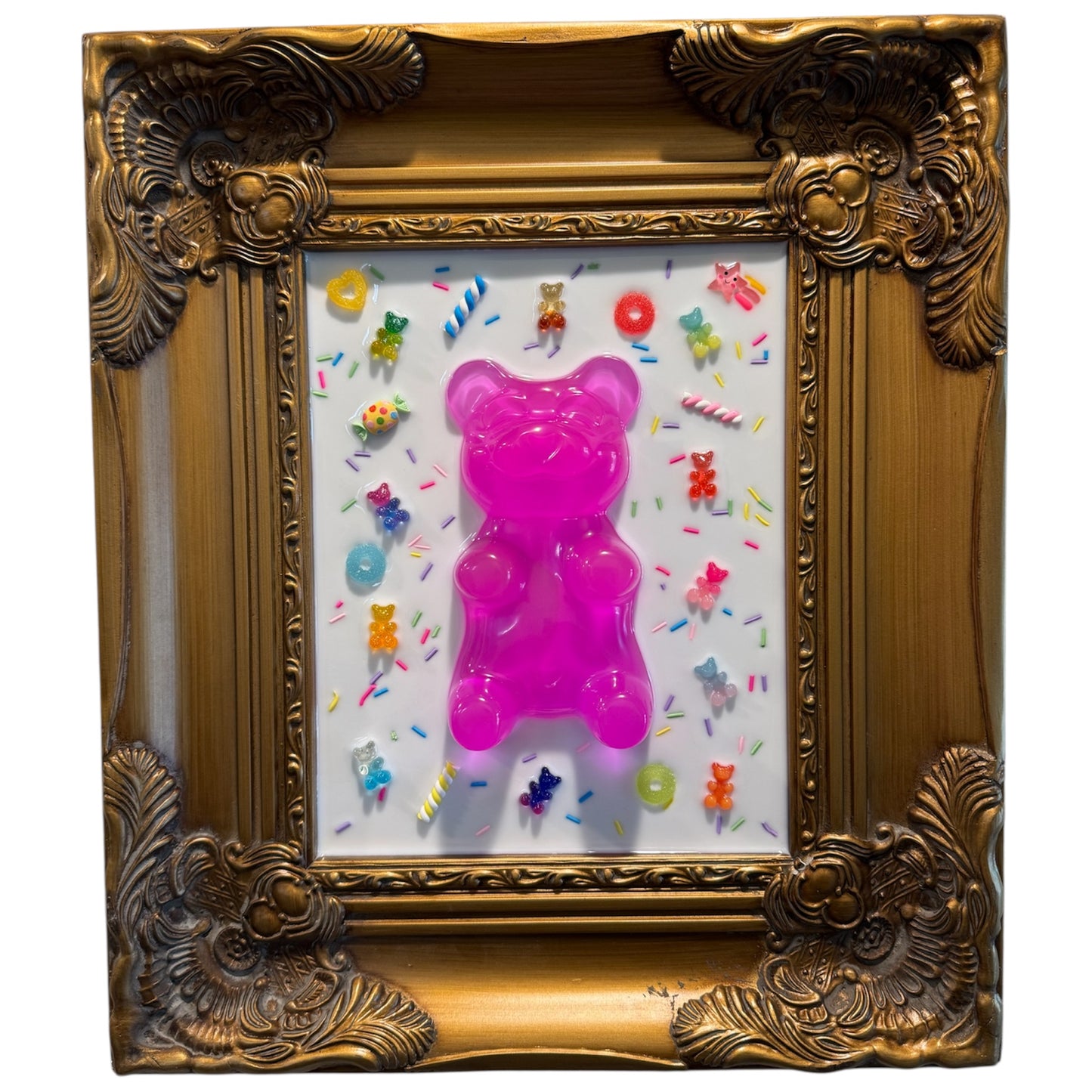 UV Pink Gummy Bear Resin Wall Art 12x14