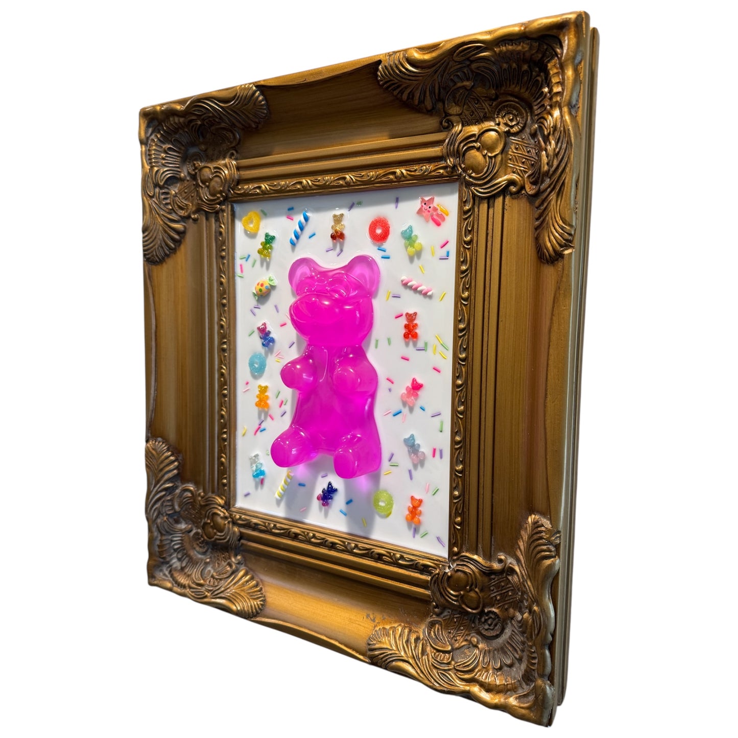UV Pink Gummy Bear Resin Wall Art 12x14