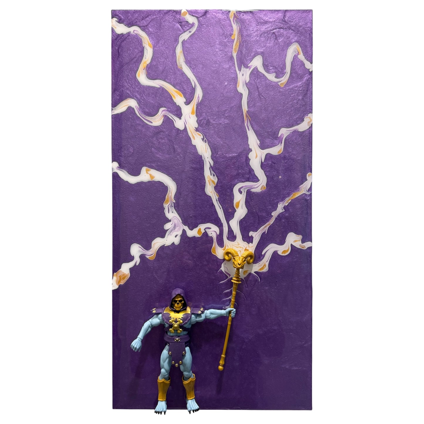 3D Skeletor Resin Wall Art – 20x10 | Hand-Painted Lightning