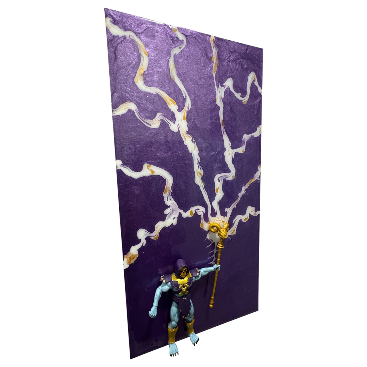 3D Skeletor Resin Wall Art – 20x10 | Hand-Painted Lightning