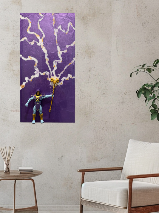 3D Skeletor Resin Wall Art – 20x10 | Hand-Painted Lightning