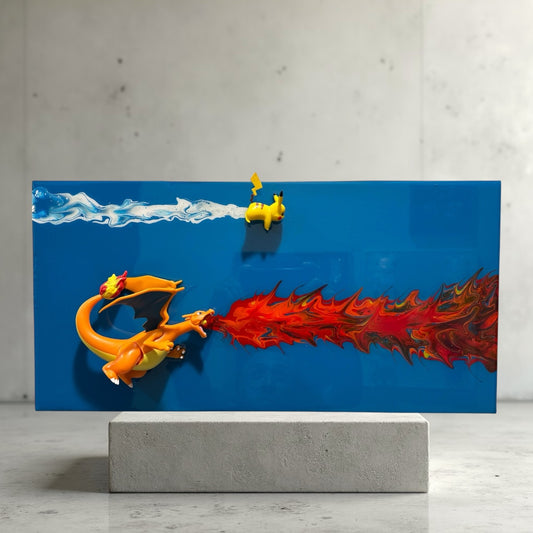3D Resin Pikachu and Charizard Wall Art – 20x10