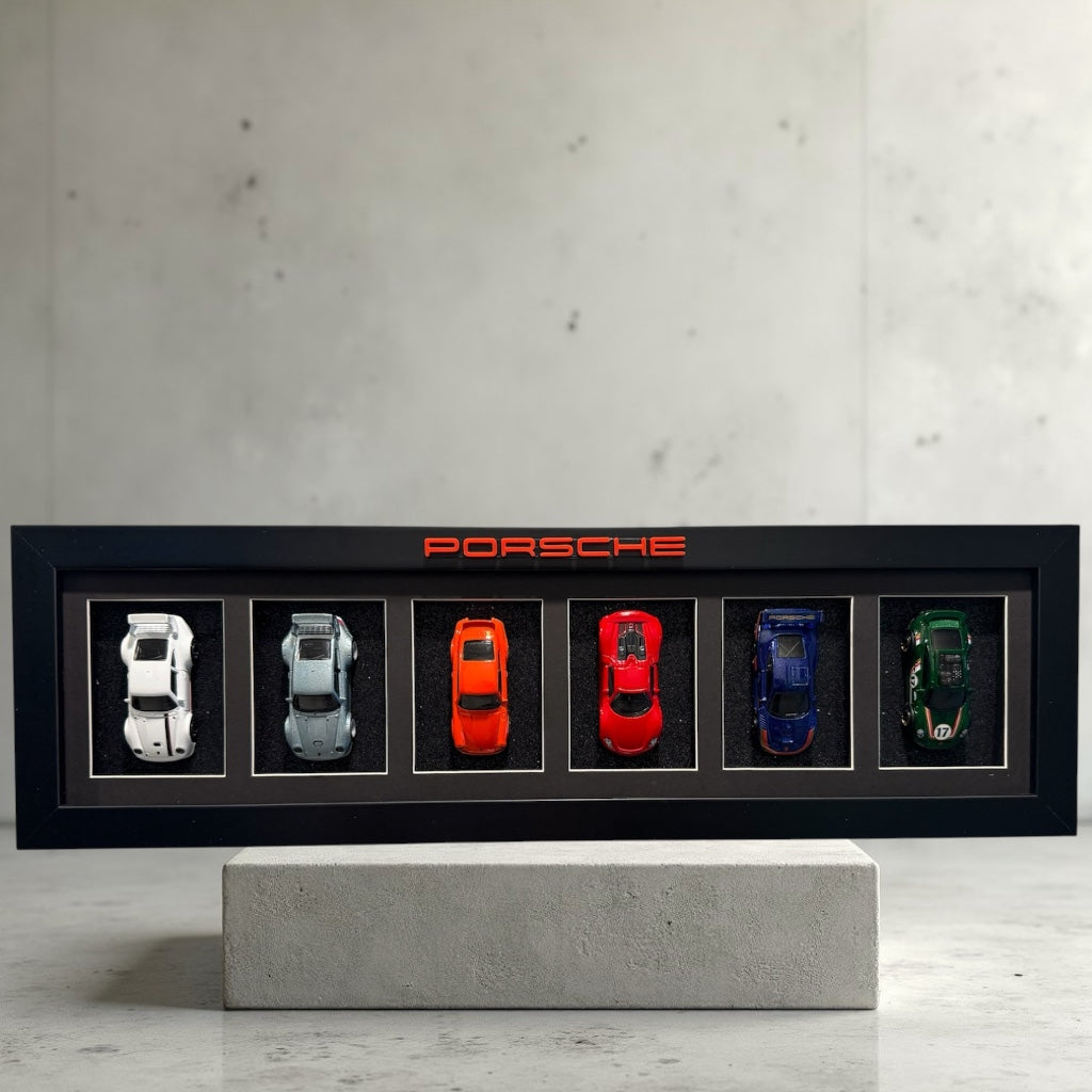 Framed V2 6-Car Porsche Diecast Display