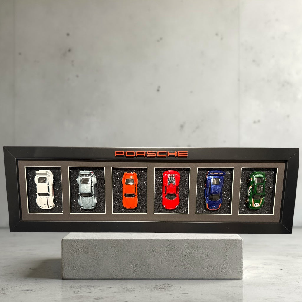 Framed V2 6-Car Porsche Diecast Display