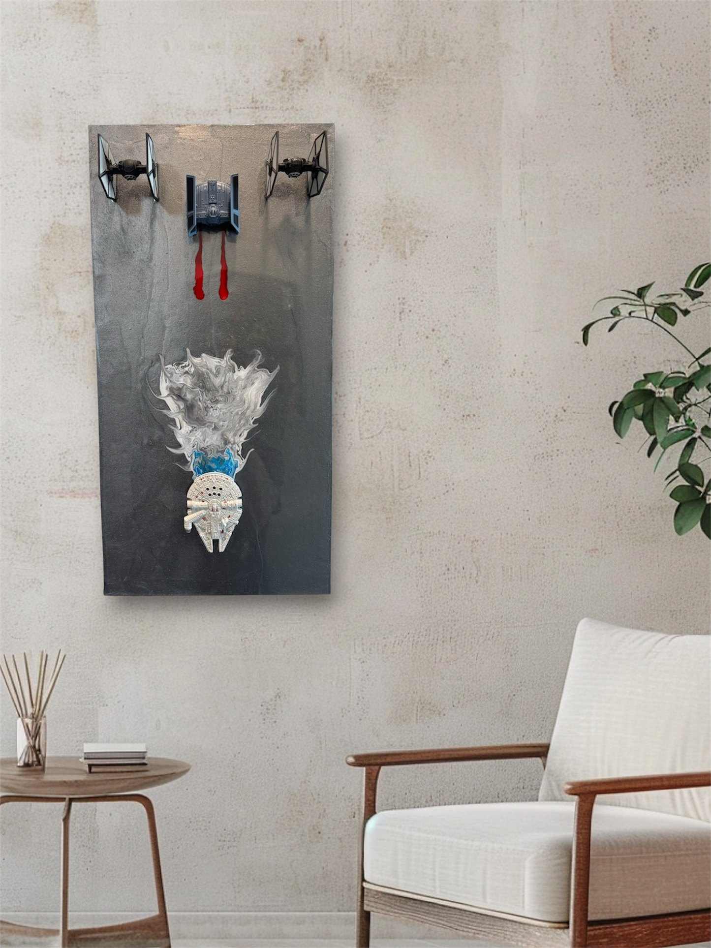 StarWars Tie Fighter Scene Resin Art 20x10
