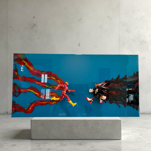 The Flash Vs Shadow Resin Art 24x12 Handcrafted Wall Piece