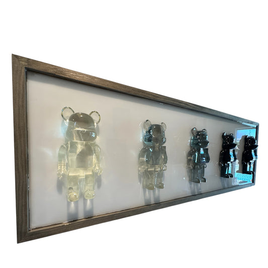 Modern BearBrick Resin Wall Art | 32x12 Framed Pop Art
