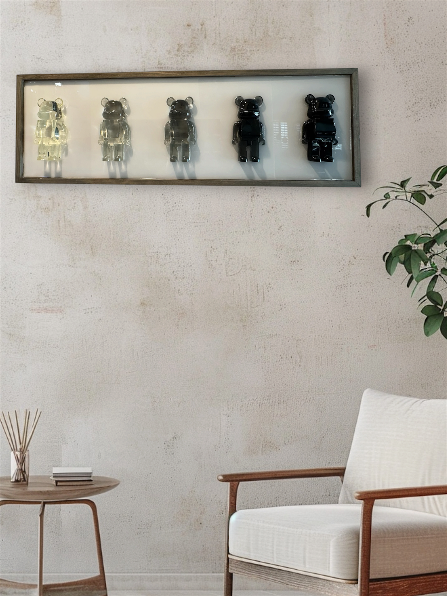 Modern BearBrick Resin Wall Art | 32x12 Framed Pop Art