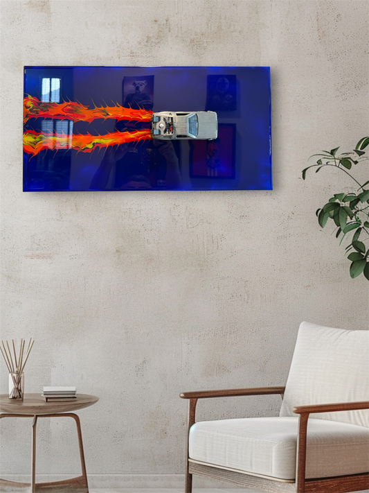 Blue Back to The Future Resin Wall Art  20"x10"