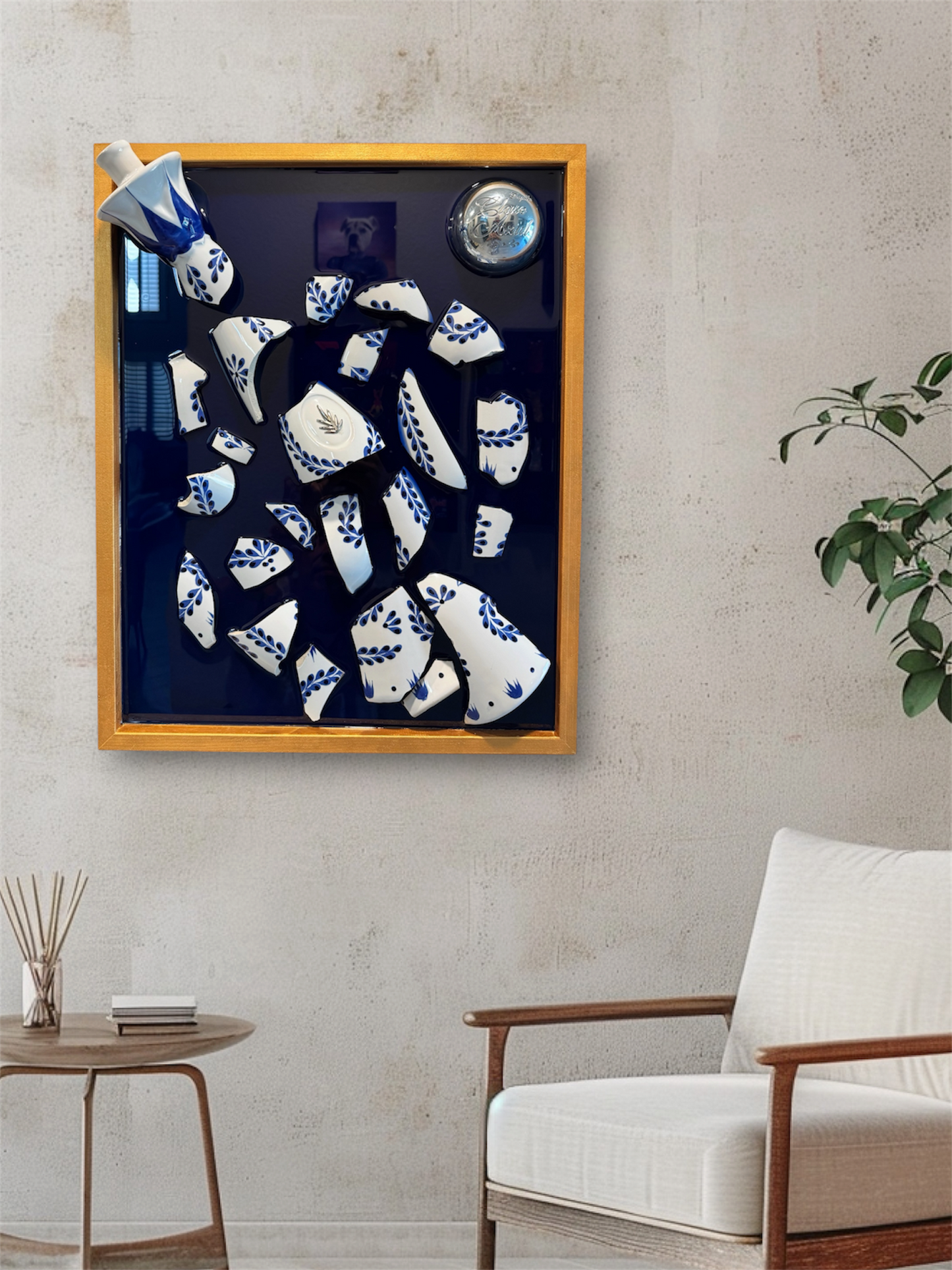 Luxury Gold Clase Azul Tequila Resin Artwork