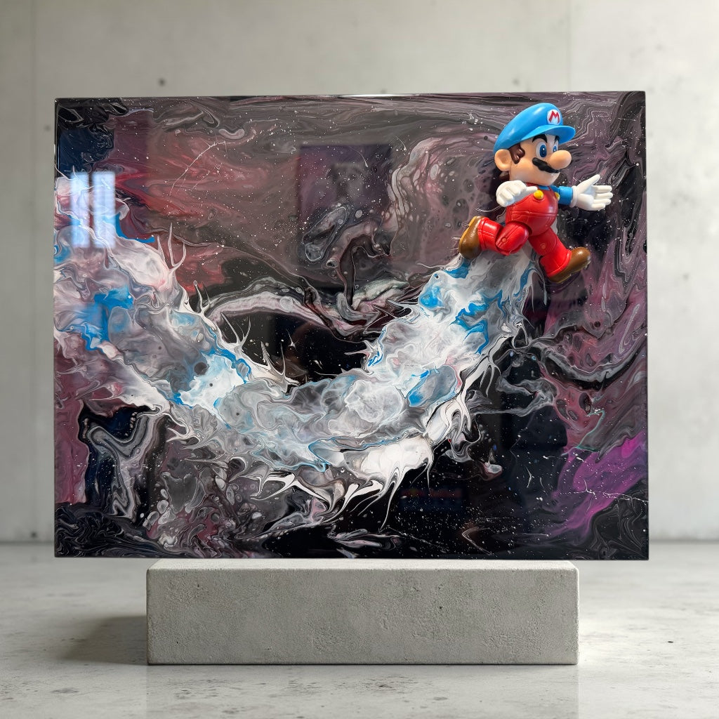 Galaxy Mario Resin 3D Art 14x11
