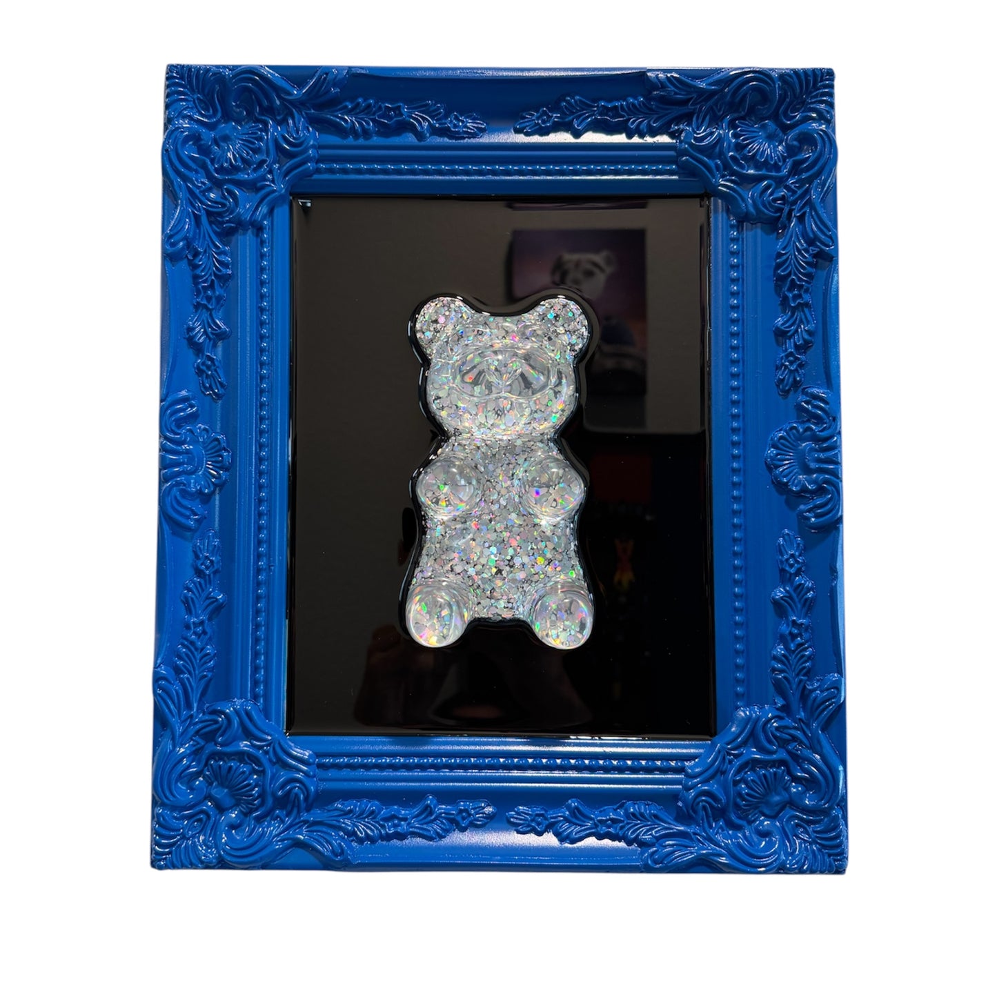 Blue Frame Holographic Resin Gummy Bear Wall Pop Art