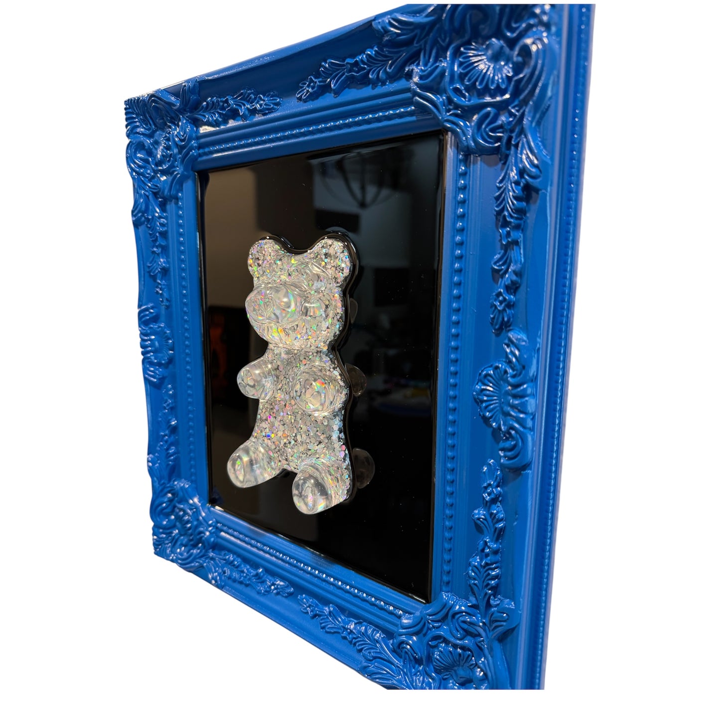 Blue Frame Holographic Resin Gummy Bear Wall Pop Art