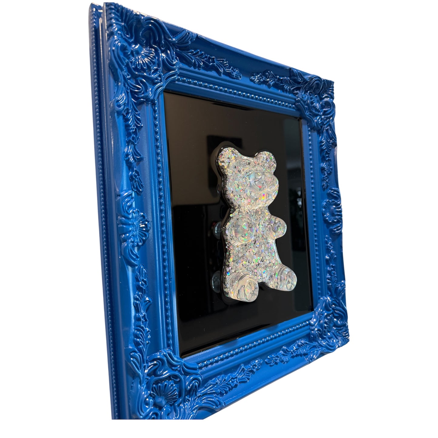 Blue Frame Holographic Resin Gummy Bear Wall Pop Art