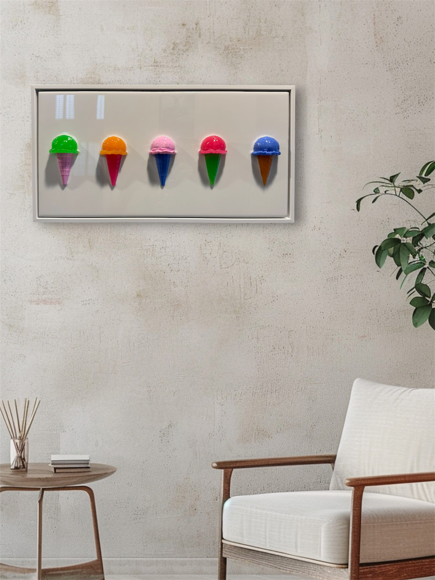 Resin Ice Cream Pop Art – 20" × 10"