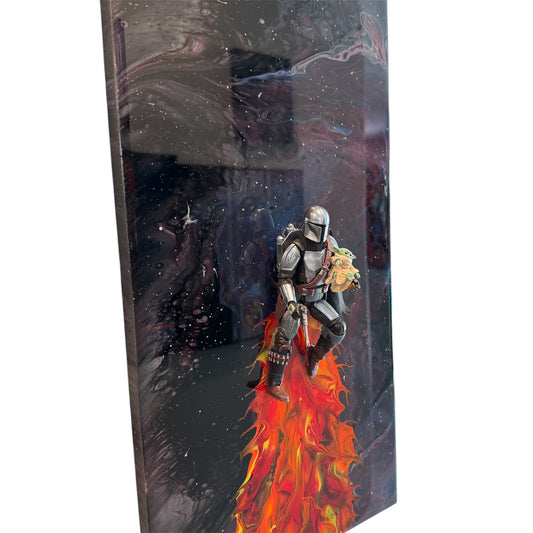 Mandolorian Nebula Take Off 3D Resin Art