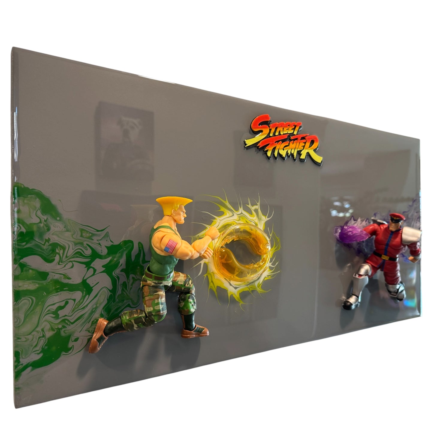 Guile vs M. Bison Street Fighter 3D Resin Art 24x12