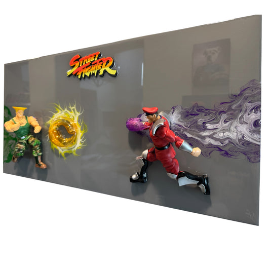 Guile vs M. Bison Street Fighter 3D Resin Art 24x12