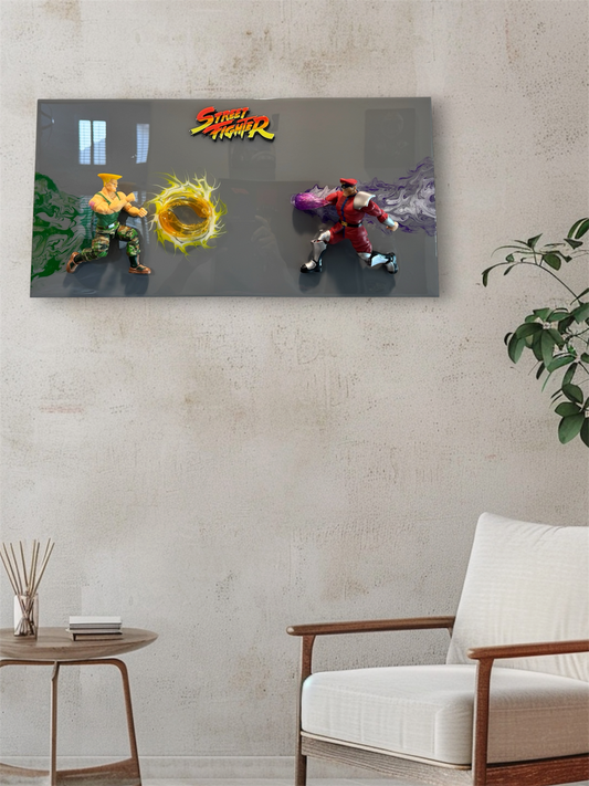 Guile vs M. Bison Street Fighter 3D Resin Art 24x12