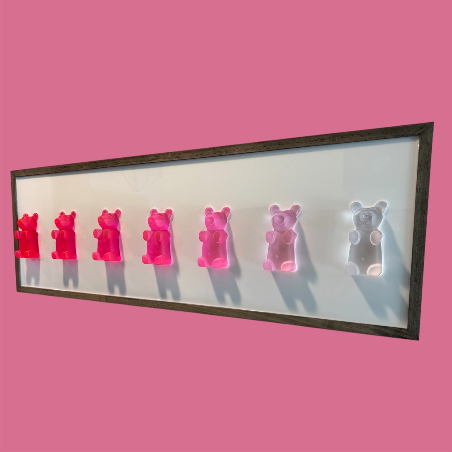 Pink Ombre Gummy Bear Resin Wall Art — 32" x 12"
