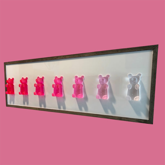 Pink Ombre Gummy Bear Resin Wall Art — 32" x 12"