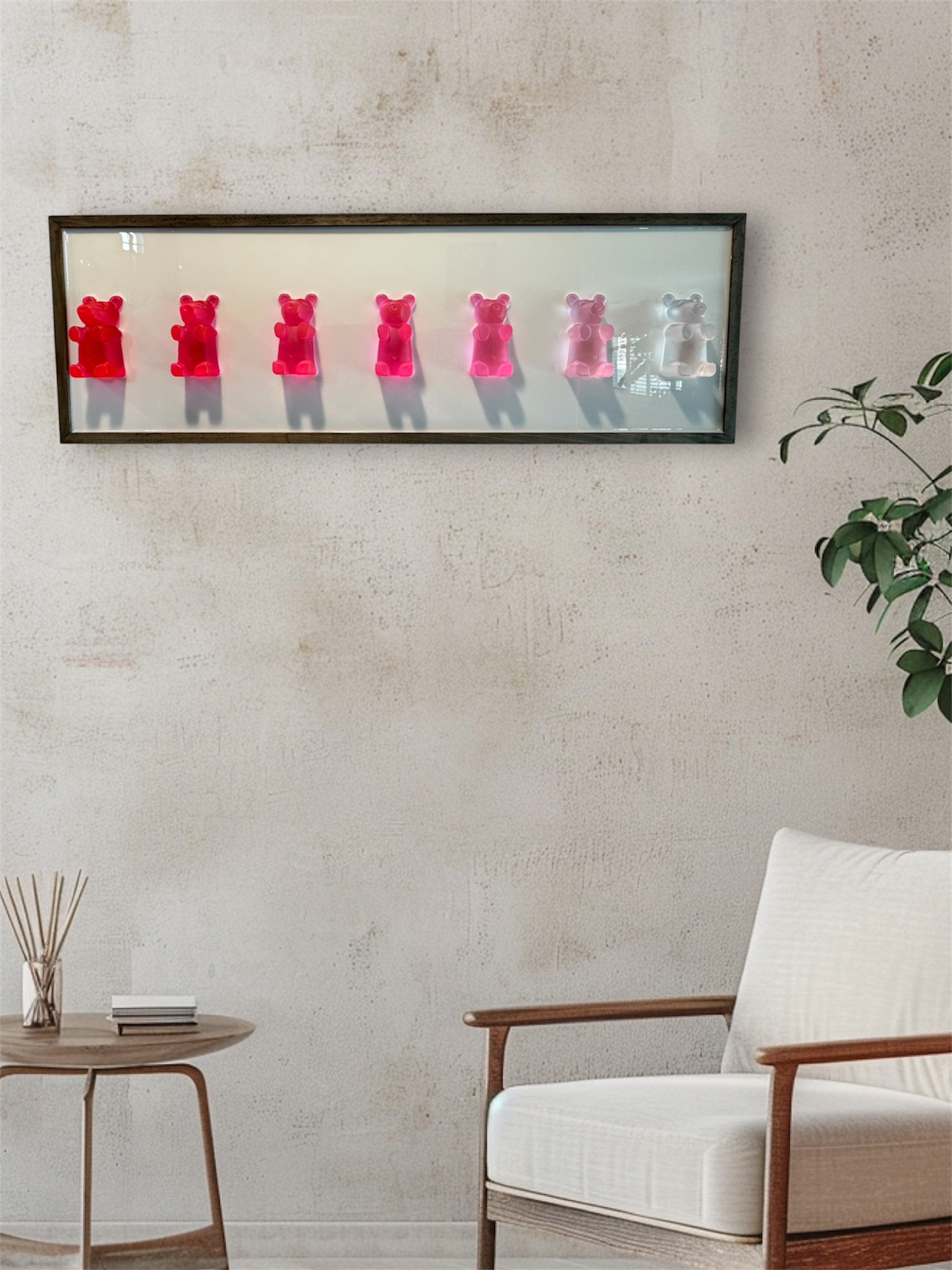 Pink Ombre Gummy Bear Resin Wall Art — 32" x 12"