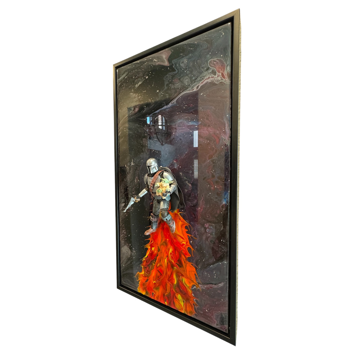 Mandolorian Nebula Take Off 3D Resin Art Framed