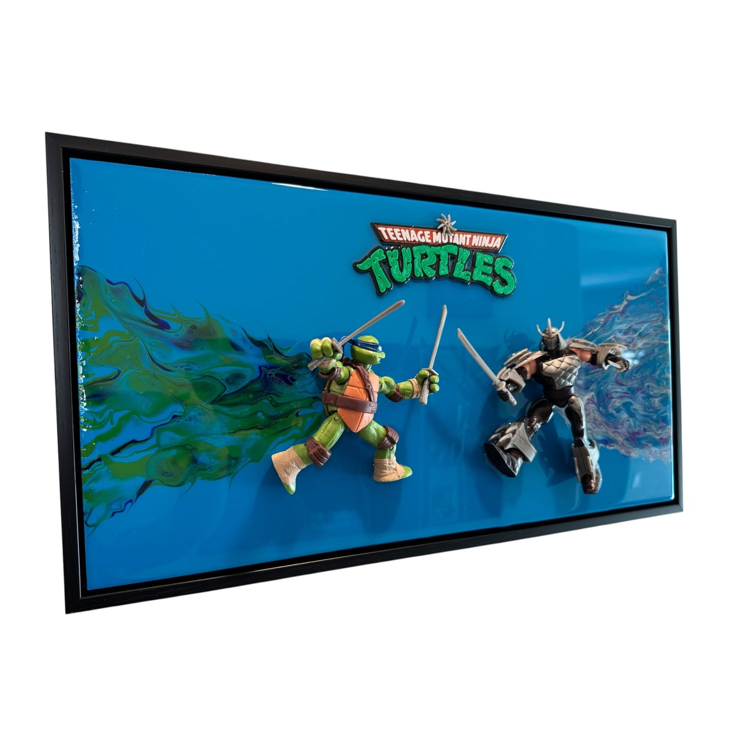 Leonardo vs Shredder TMNT 3D Resin Art 20x10 Framed