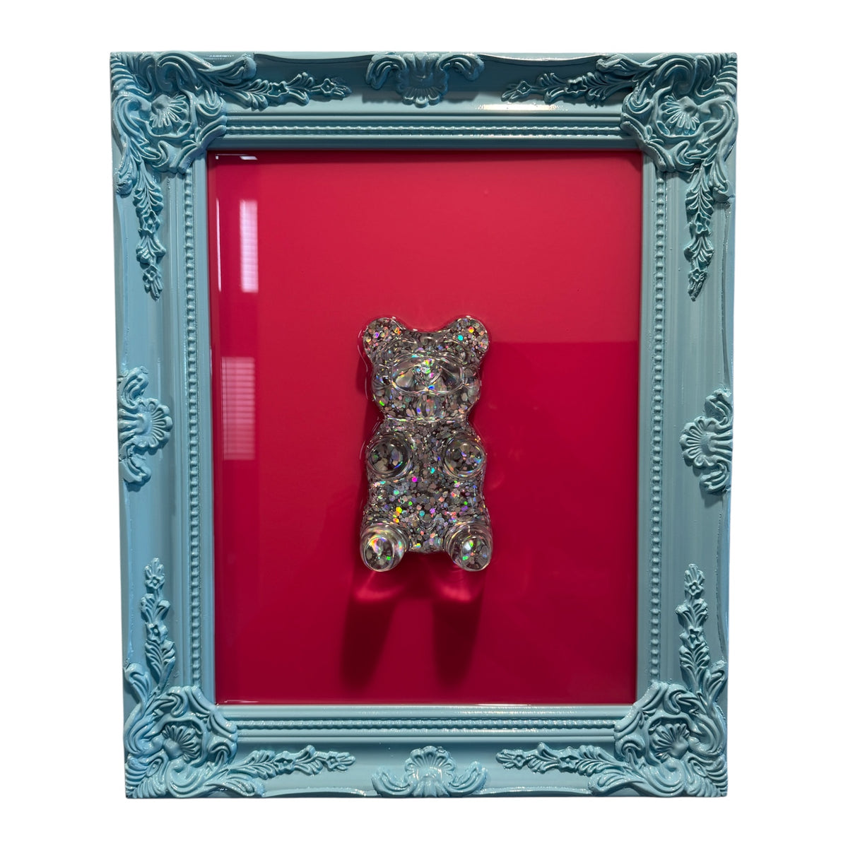 Oasis Blue & Pink Luxe Holographic Gummy Bear - Resin Pop Art