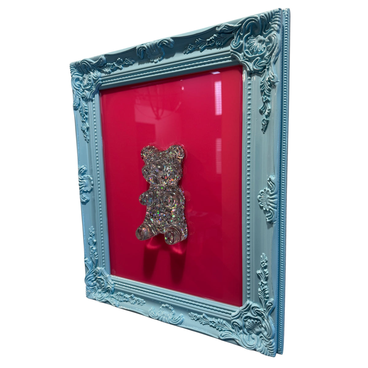 Oasis Blue & Pink Luxe Holographic Gummy Bear - Resin Pop Art