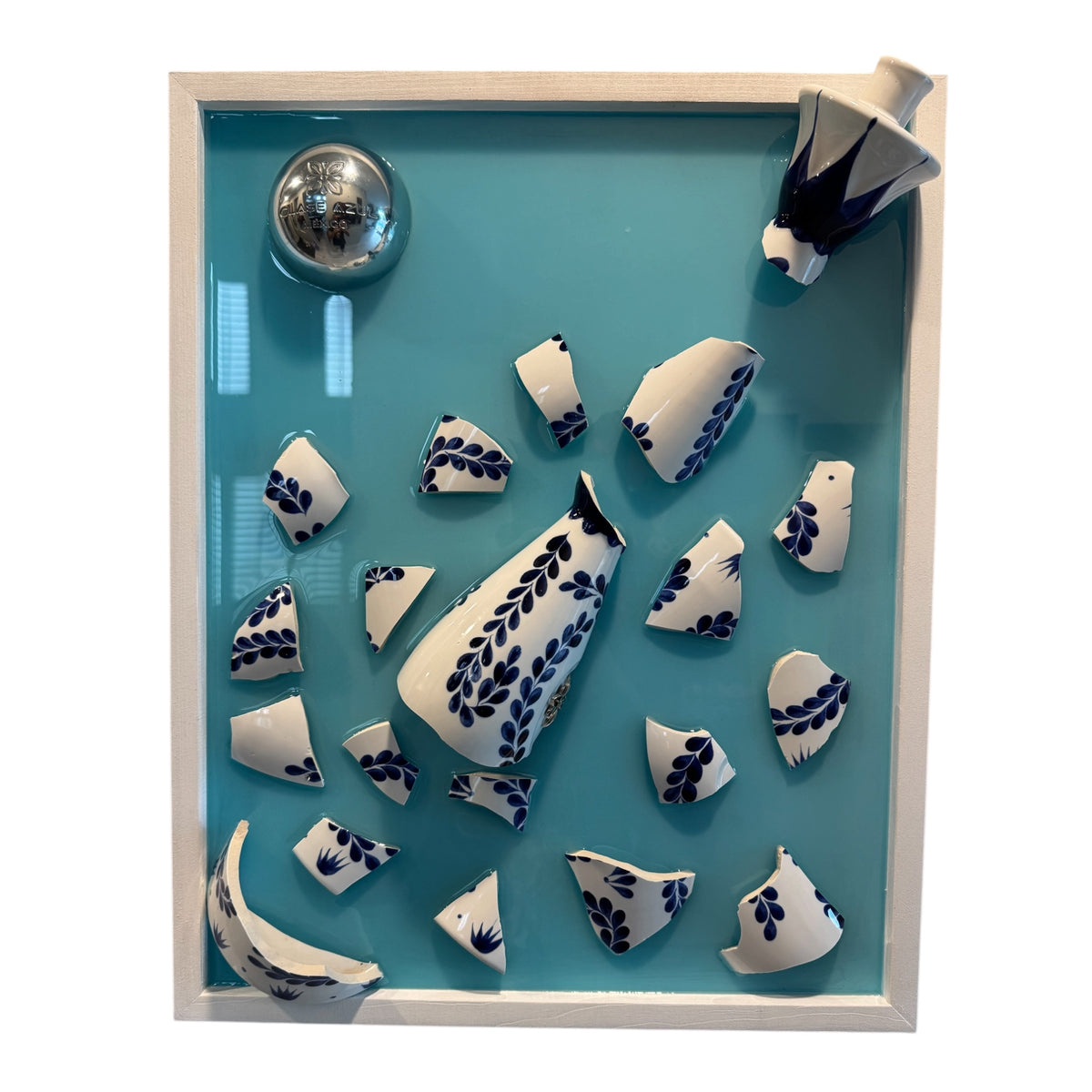Tiffany Blue Clase Azul Tequila Resin Artwork