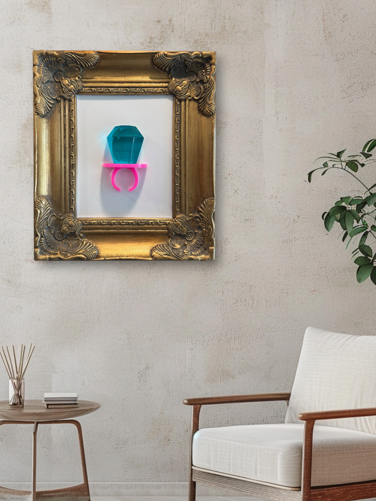 Luxury Ring Pop Resin Wall Art One-of-One Antique Frame