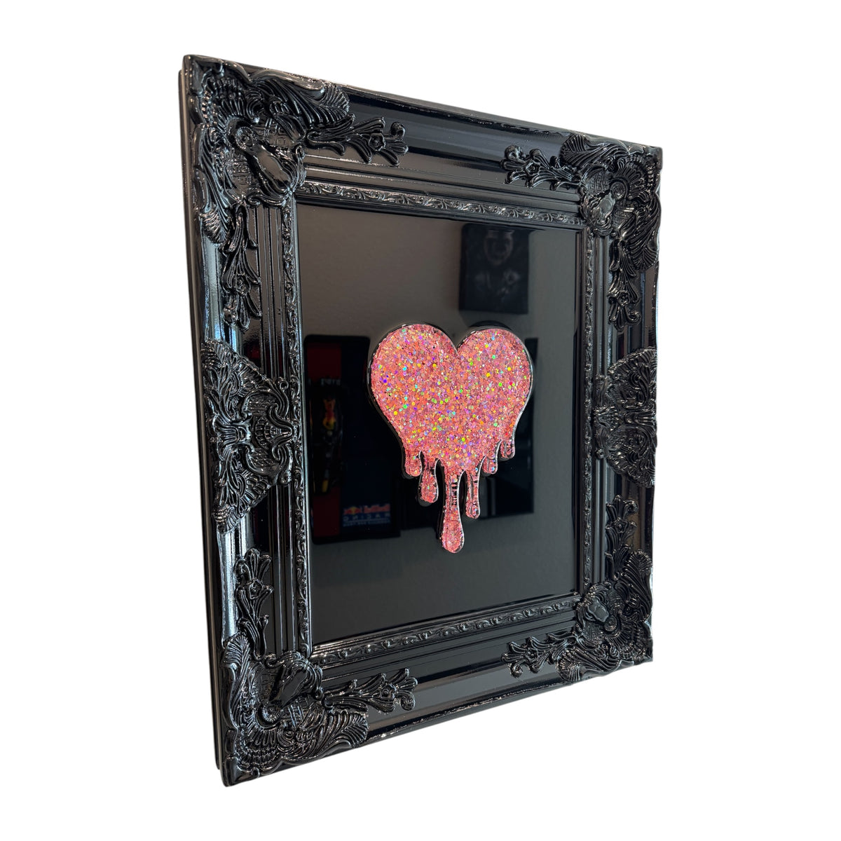 Melting Heart Holographic Rose Gold One-of-One Handcrafted Resin Wall Art