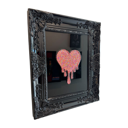 Melting Heart Holographic Rose Gold One-of-One Handcrafted Resin Wall Art