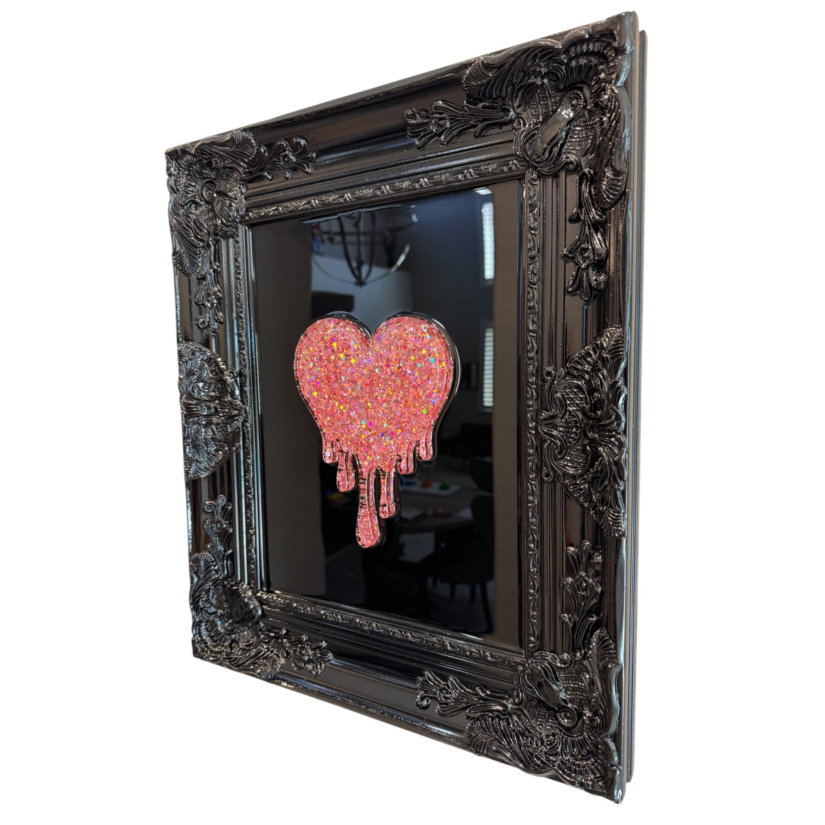 Melting Heart Holographic Rose Gold One-of-One Handcrafted Resin Wall Art