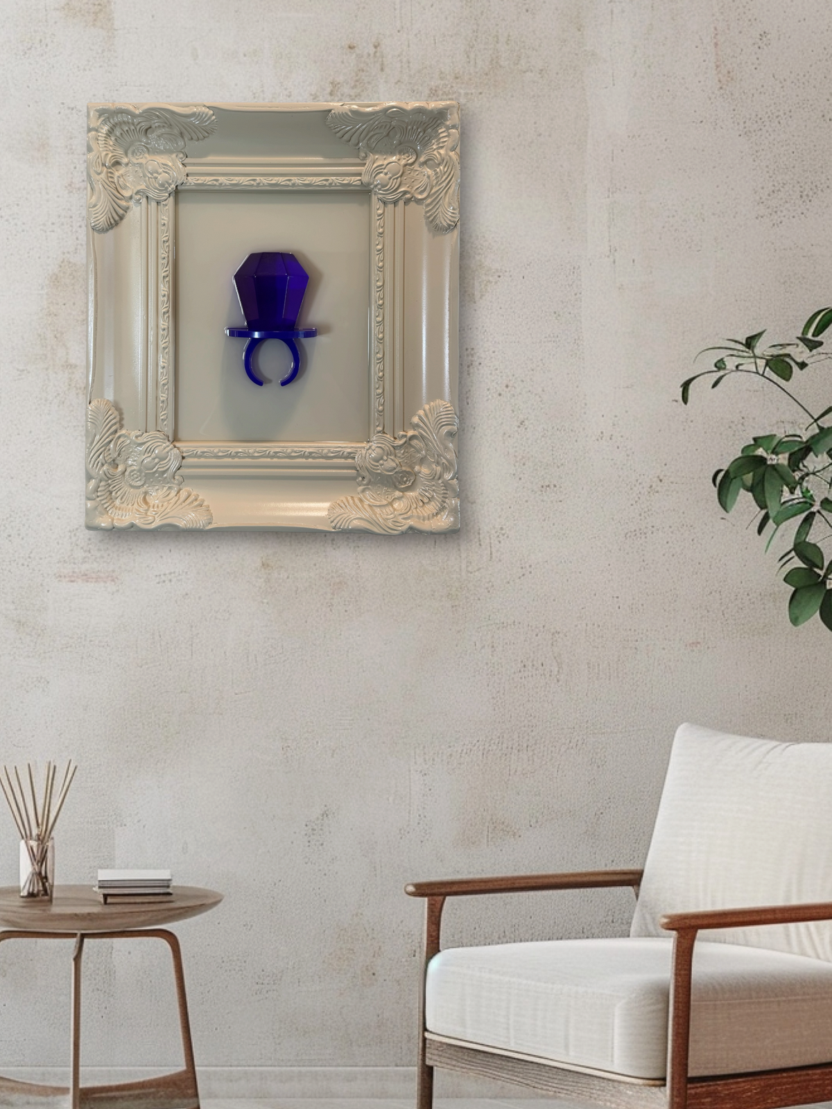 Luxury Jumbo Purple Ring Pop Resin Wall Art One-of-One Antique Frame