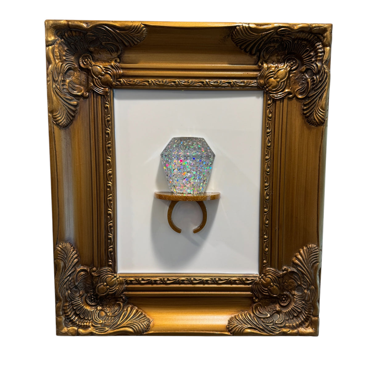 Luxury Gold Ring Candy Resin Wall Art - One-of-One Antique Frame
