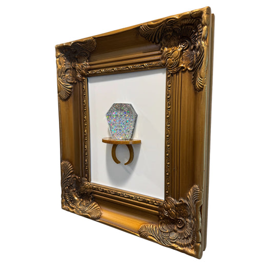 Luxury Holographic Ring Pop Resin Wall Art One-of-One Antique Frame