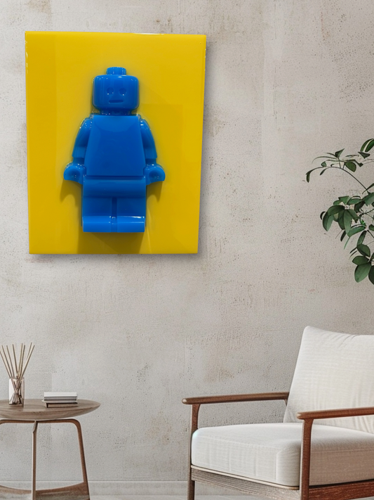 3D Blue Robot Resin Wall Art