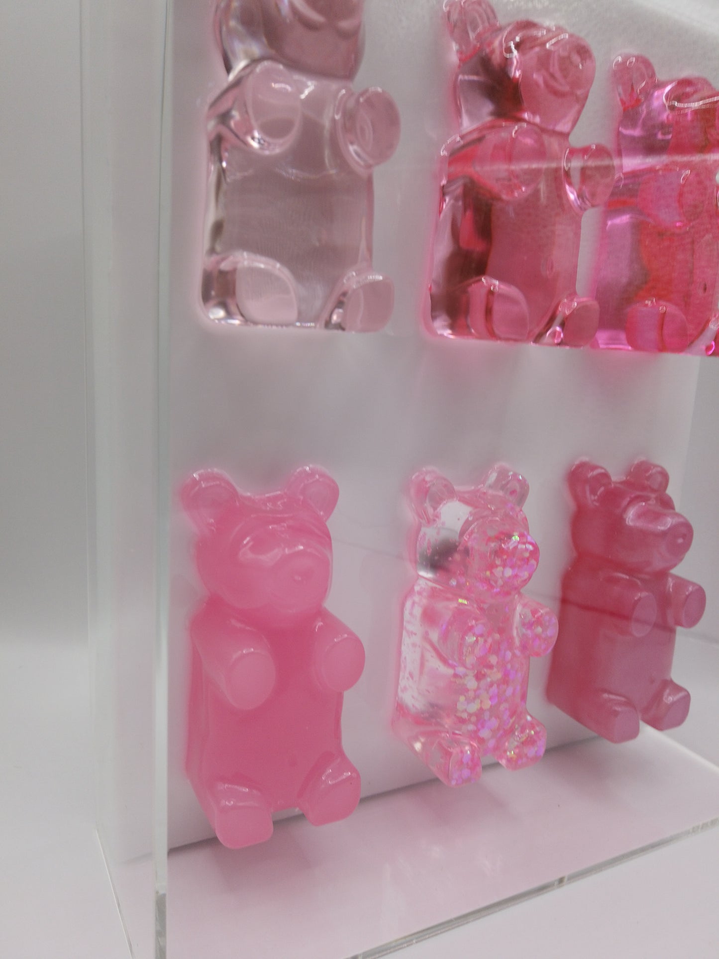 Pink Ombre & Mixed Bears In Shadow Box