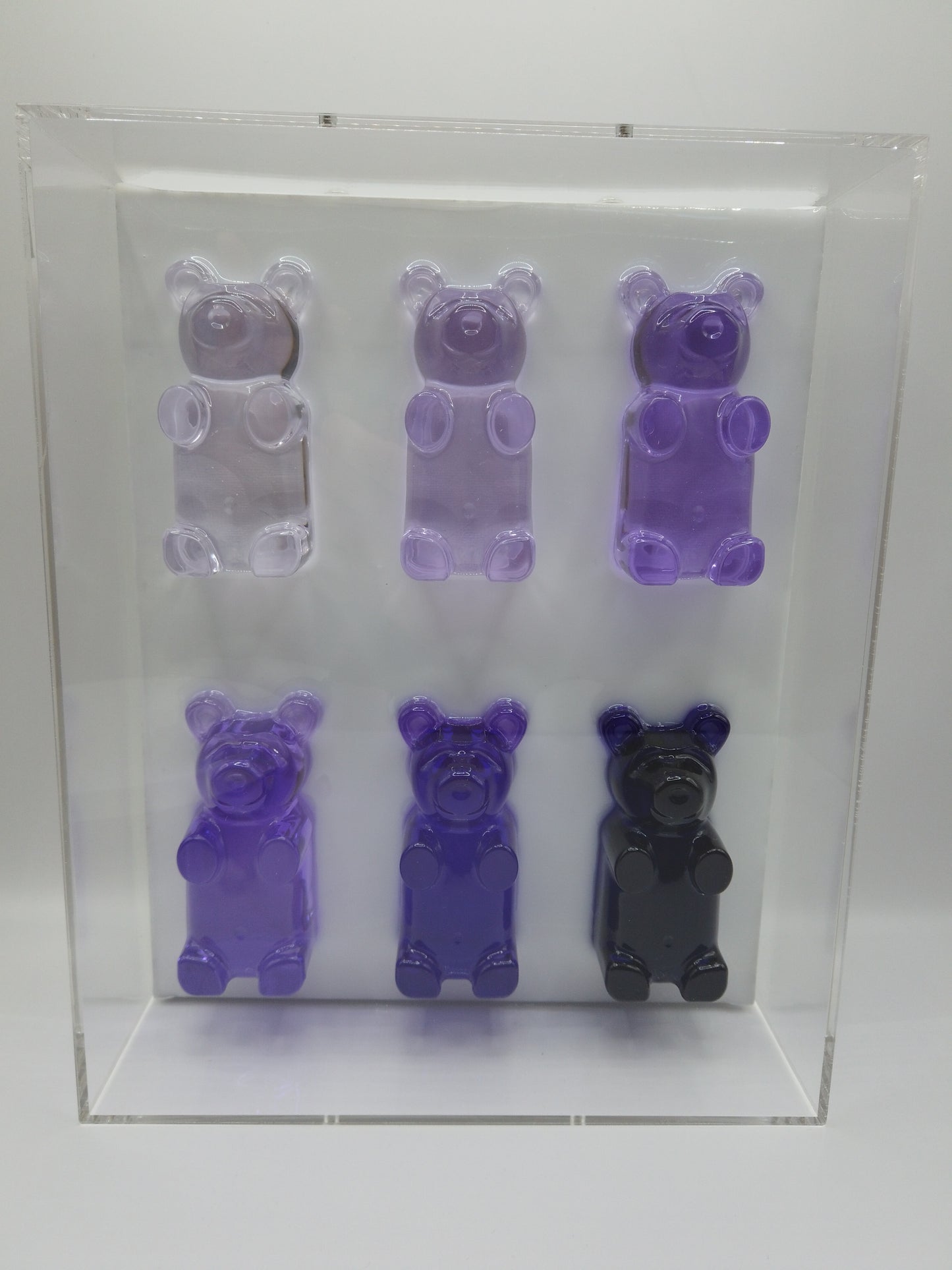 Purple Ombre Bears In Shadow Box