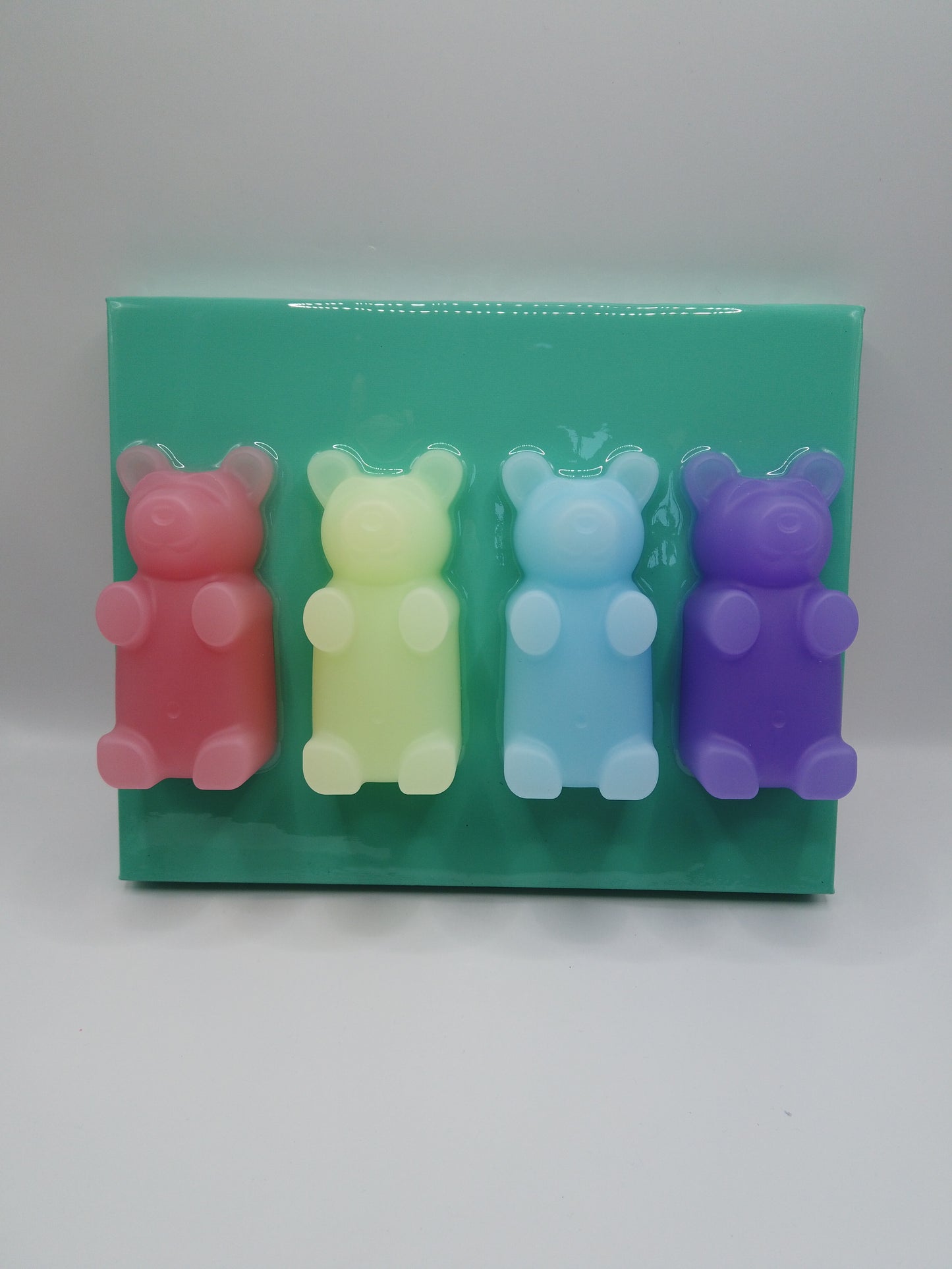 4" Pastel Bears on Teal Canvas