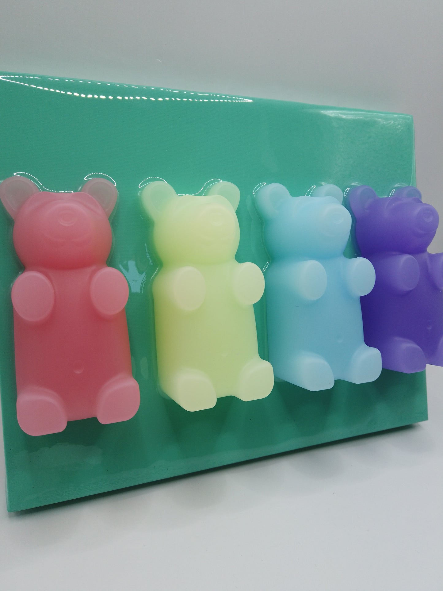 4" Pastel Bears on Teal Canvas