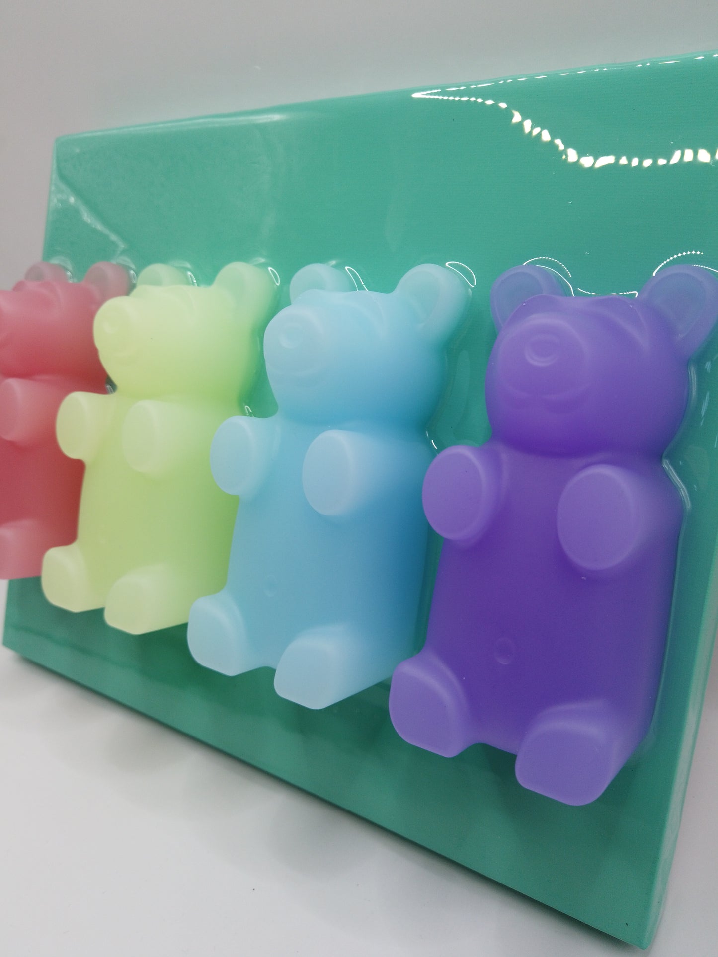 4" Pastel Bears on Teal Canvas