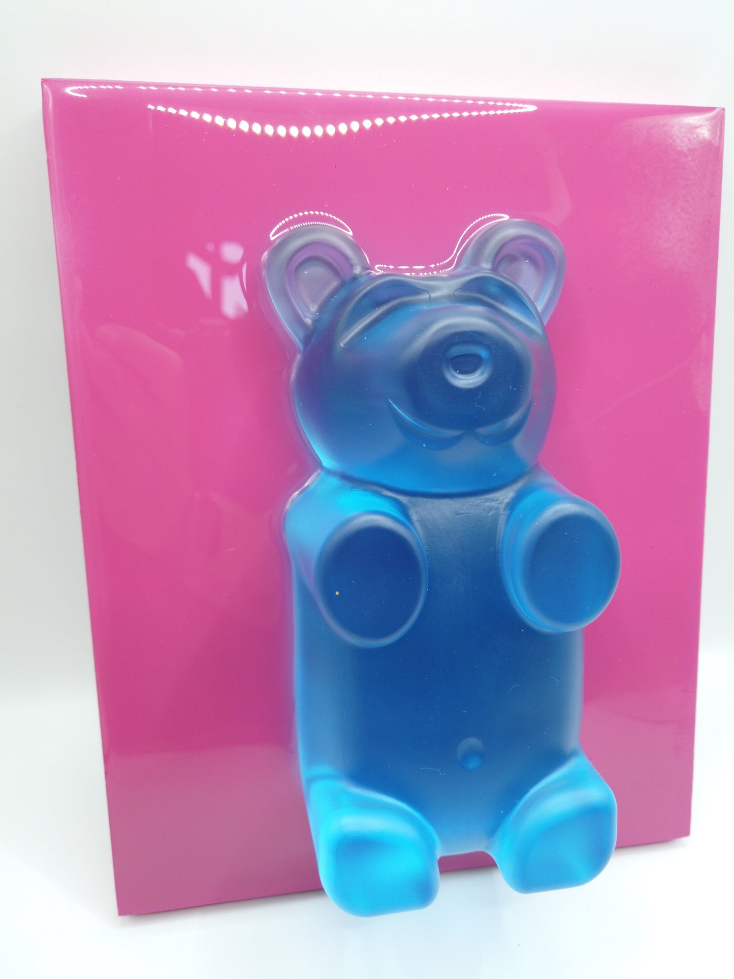 7" Blue Bear on Pink Canvas