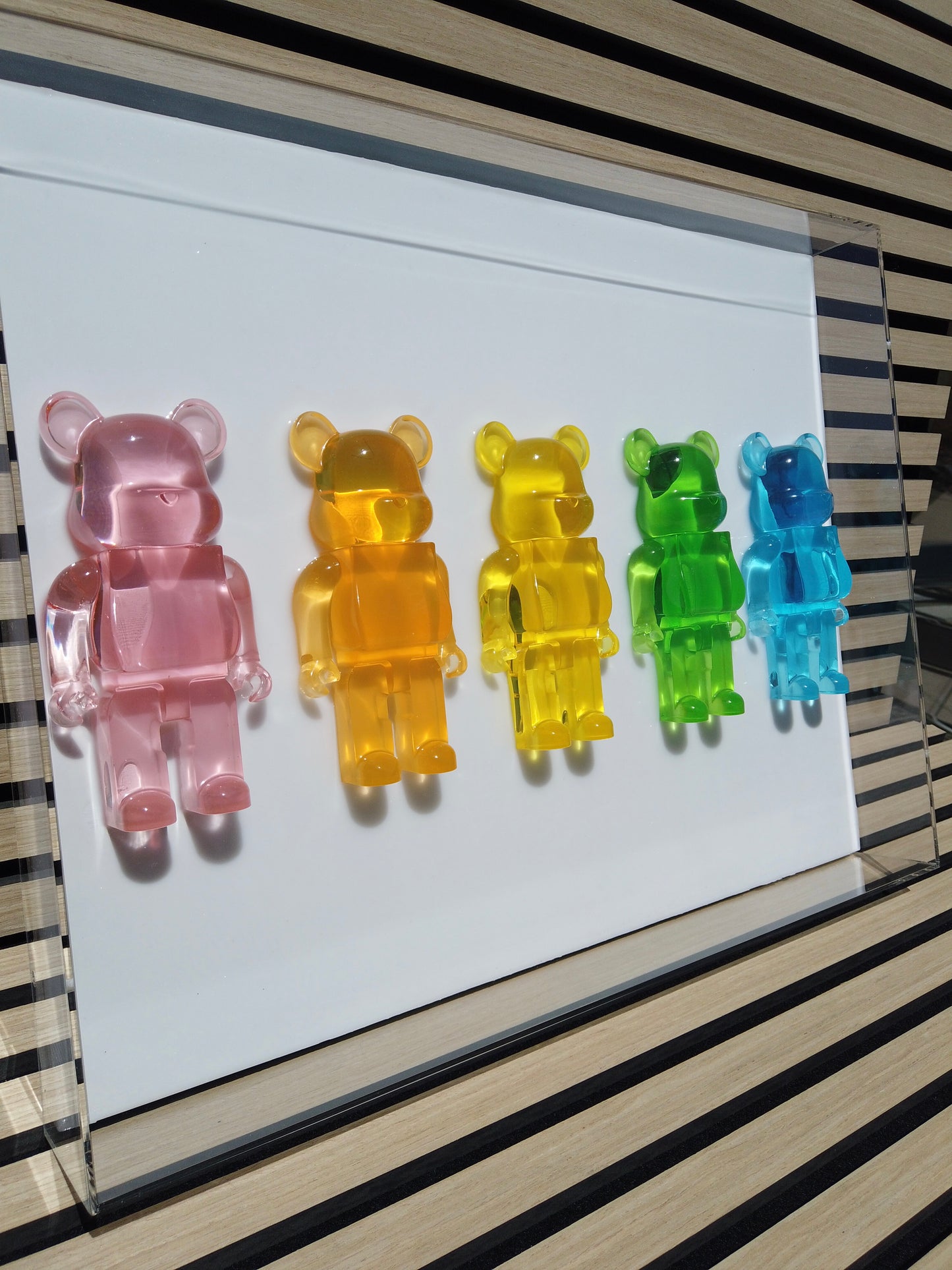 Multicolor Brick Bear In Large Shadow Box