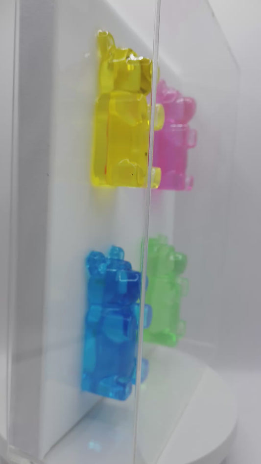 4 Multicolor Bears In Shadow Box V.1